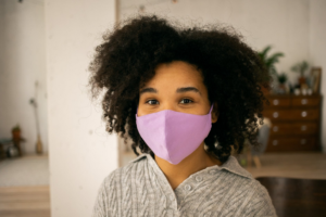 a lady wearing a mask
